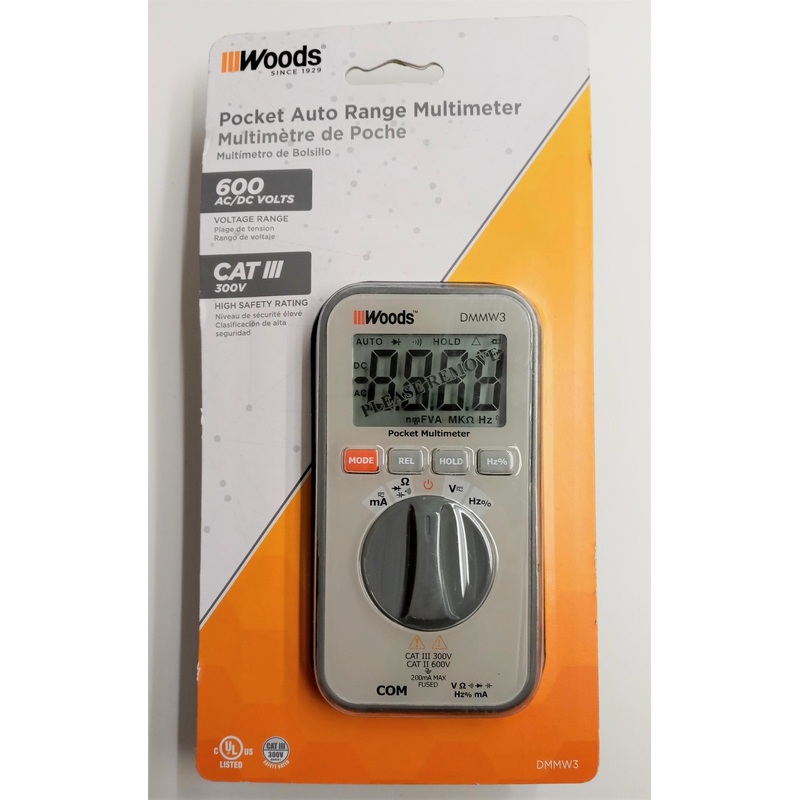 Woods DMMW3 Pocket Digital 600-Volt Multimeter (Battery Included)
