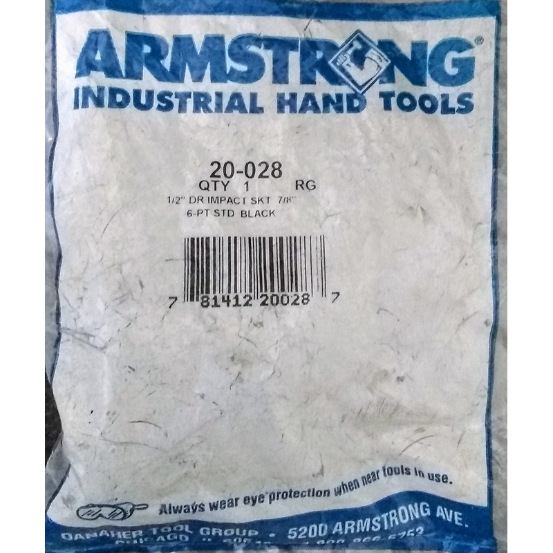Armstrong 20-028 7/8" Impact Socket 1/2" Drive 6pt USA