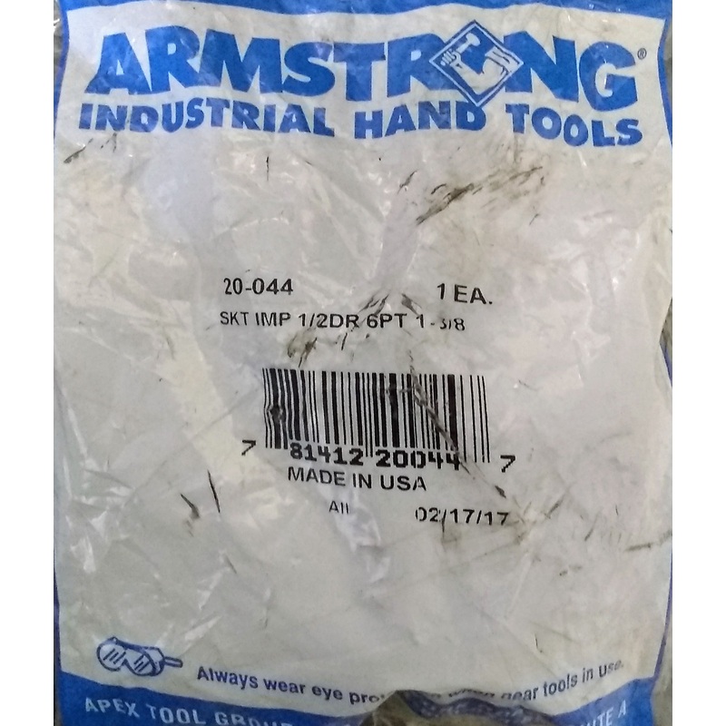 Armstrong 20-044 1-3/8" Impact Socket 1/2" Drive 6pt USA