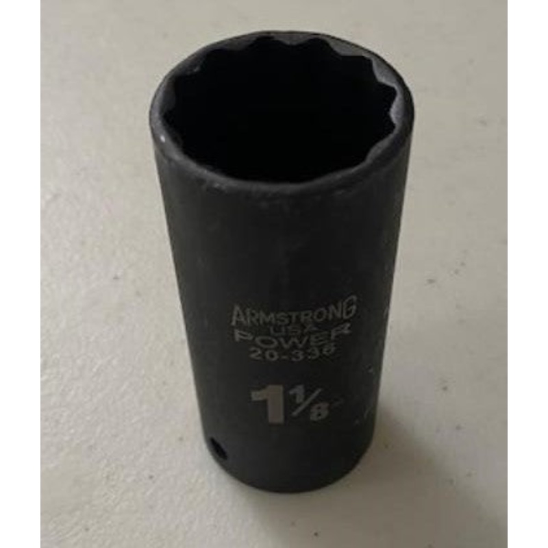 Armstrong 20-336D 1/2" Drive 1-1/8" Deep Socket 12pt. USA