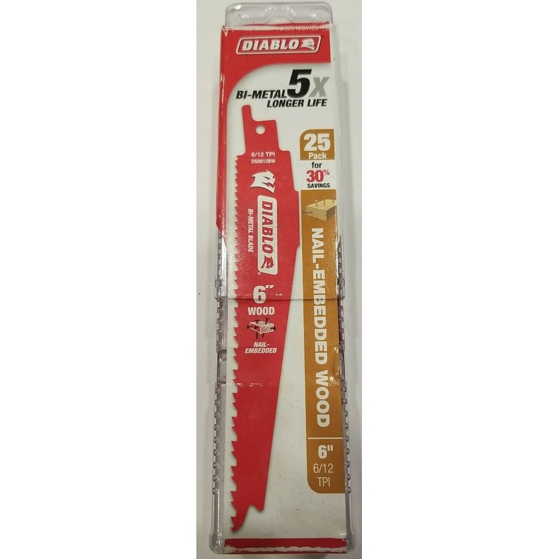Freud DS0612BW25 Diablo 6" x 6/12 TPI Wood Cutting Recip. Saw Blade 25 Pack
