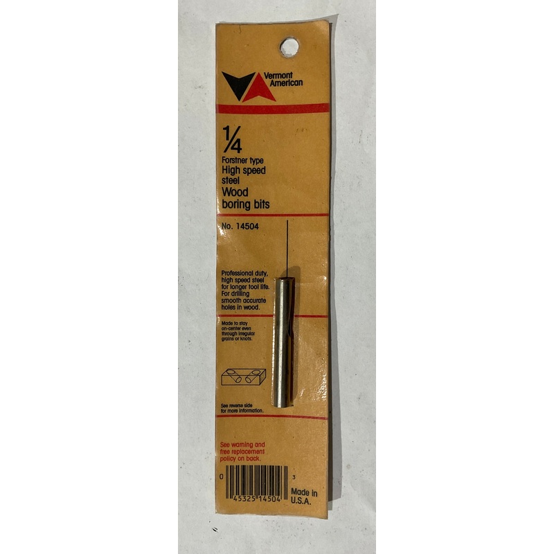 Vermont American 14504 1/4" Wood High Speed Steel Forstner Drill Bit USA