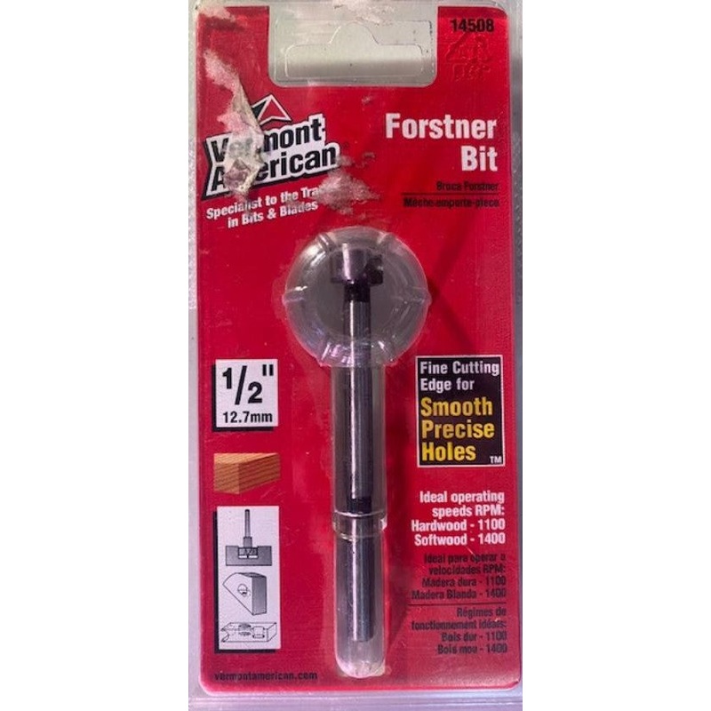 Vermont American 14508 1/2" Wood High Speed Steel Forstner Drill Bit Austria