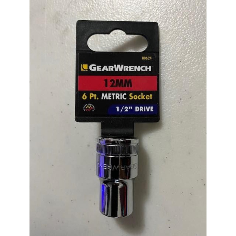 GearWrench 80624 1/2" 12mm Drive 6 Point Standard Metric Socket