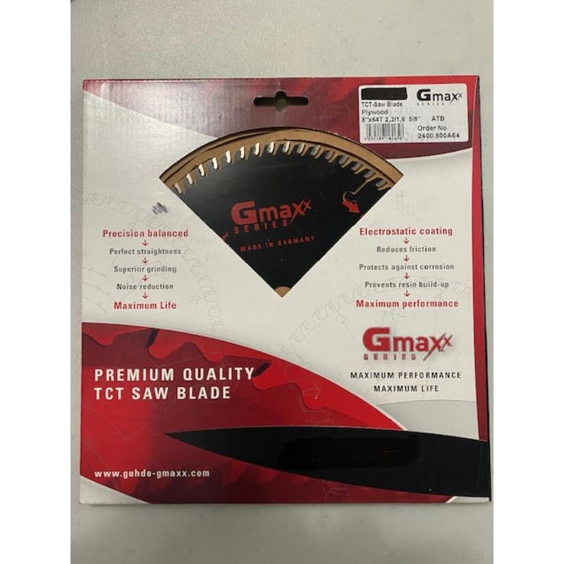 Gmaxx 2400.800A64 8" x 64 Teeth Carbide Tipped Plywood Circular Saw Blade German