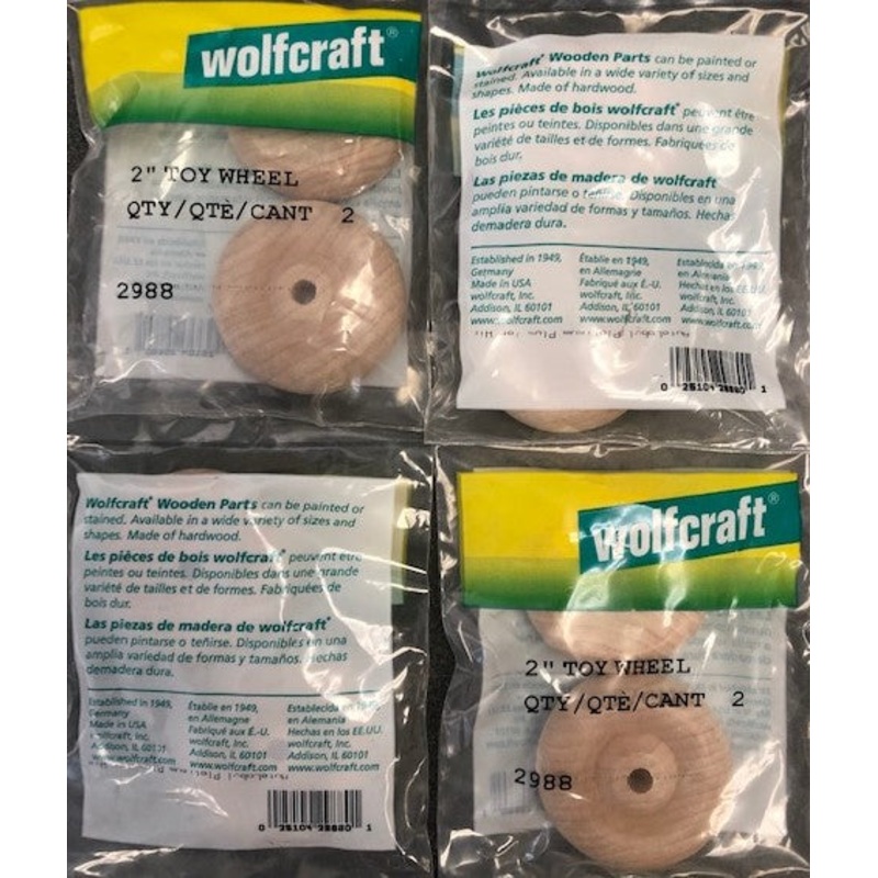 Wolfcraft 2988 2" Wood Toy Wheel 4 Packs of 2 (8 Wheels) USA