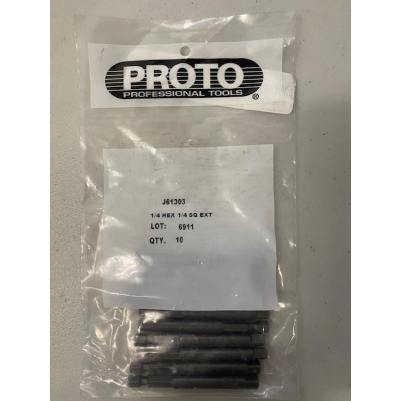 Stanley Proto J61303 1/4" Square Extension 1/4" Hex 10pcs. USA