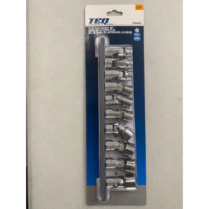 TEQ Correct TP80565D Professional 3/8" Drive Flex Socket Set 10-19 Metric
