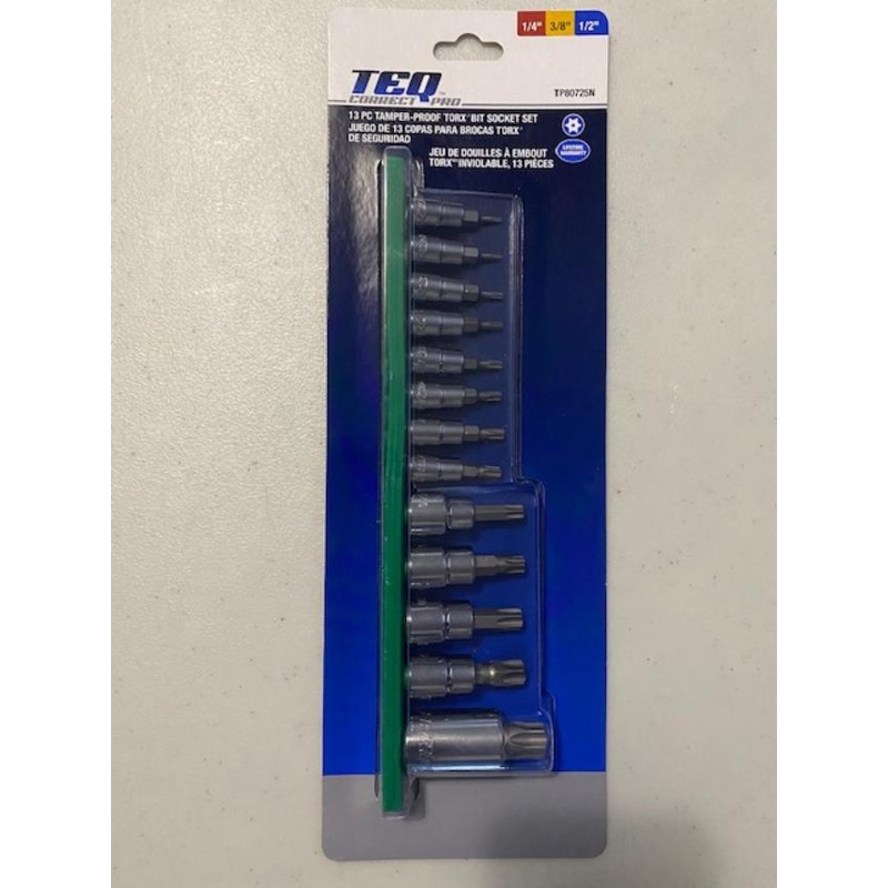 TEQ Correct TP80725N Professional 13-Piece Torx Tamper Proof Bit Socket Set