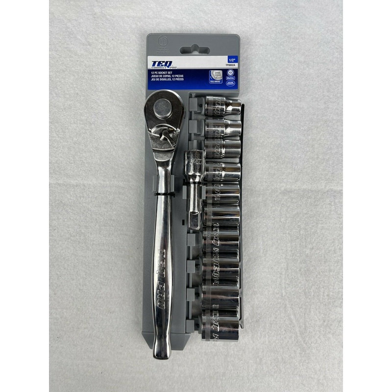 TEQ Correct TP8802A 1/2" Drive 12PC Pro Brand Ratchet Socket Set Metric