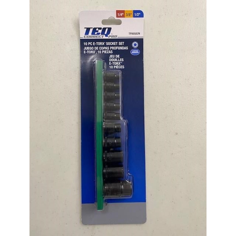 TEQ TP80582N 10 PC. 1/4", 3/8" & 1/2" DR EXTERNAL TORX SOCKET SET