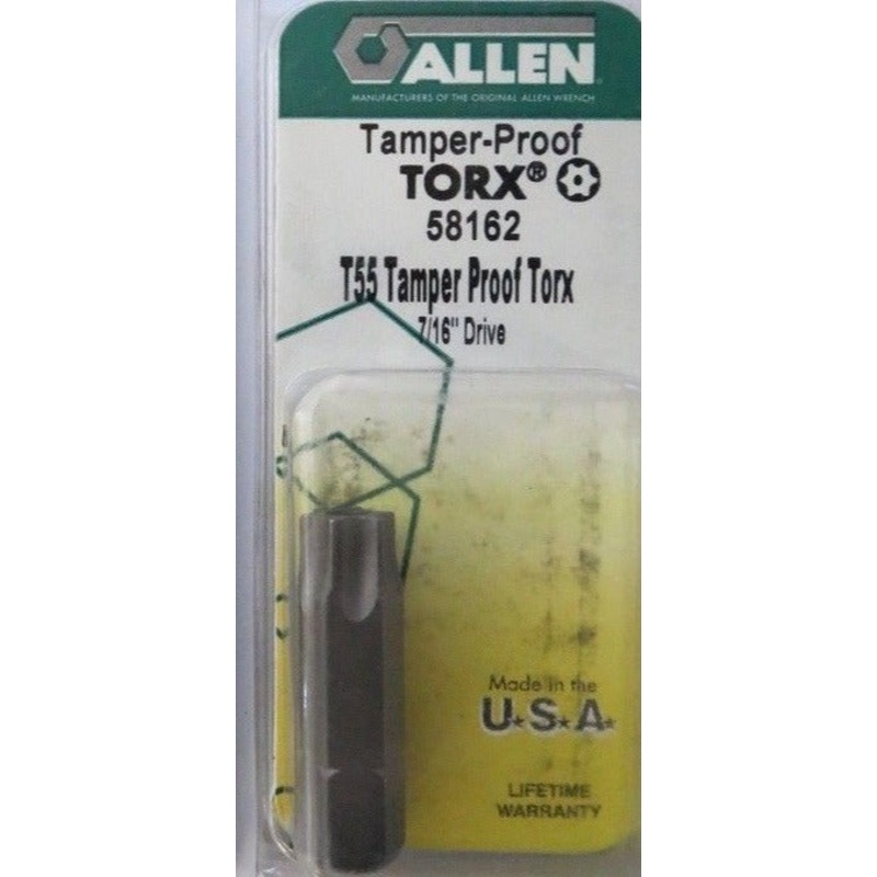 Allen 58162 T55 Tamper Proof Torx 7/16" Drive Bits 2 Packs USA