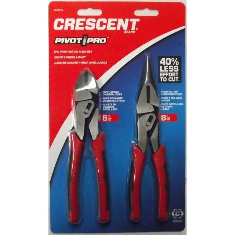 Crescent CCASET2 Pivot Pro Compound Action 8" Long Nose And Diagonal Plier
