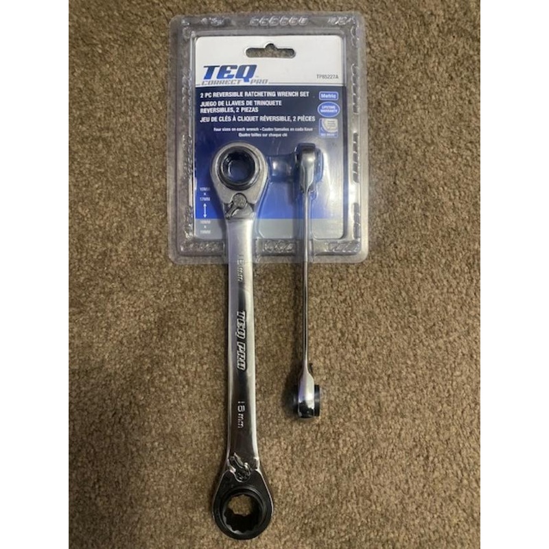 TEQ Correct 85227A Pro 2-Pc Metric QuadBox Reversible Ratcheting Wrench Set