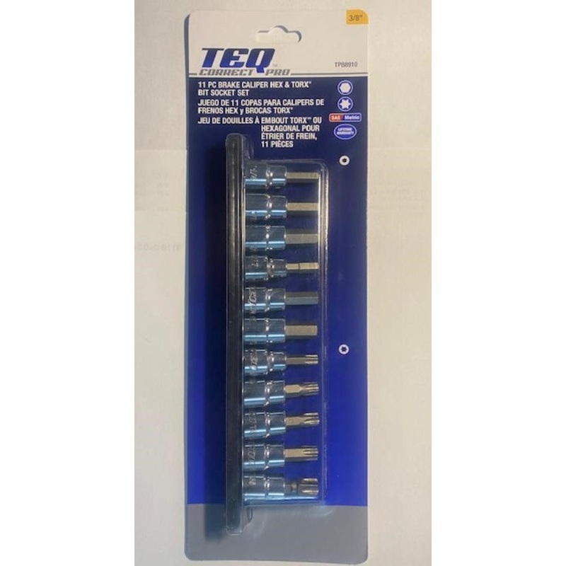 Teq Correct Pro TP88910 3/8" Brake Caliper Torx Hex Driver Set 11pc SAE Metric