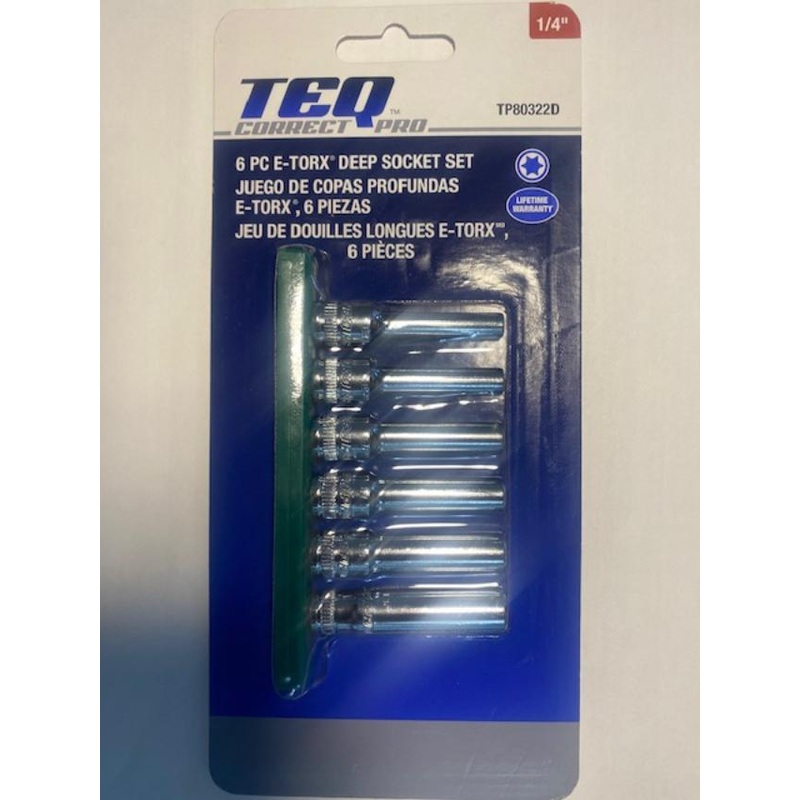 TEQ Correct TP80322D 6 Pc 1/4-In Drive Deep External Torx Socket Set