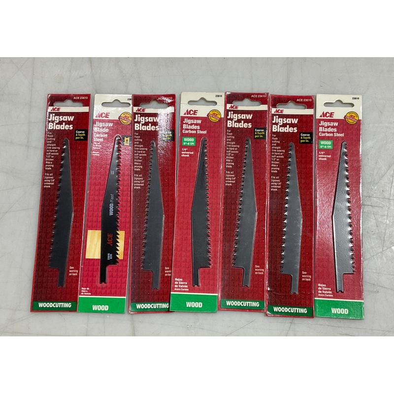 Ace 23610 6" 6 TPI Carbon steel 1/4" shank wood cutting jigsaw blades 7pks