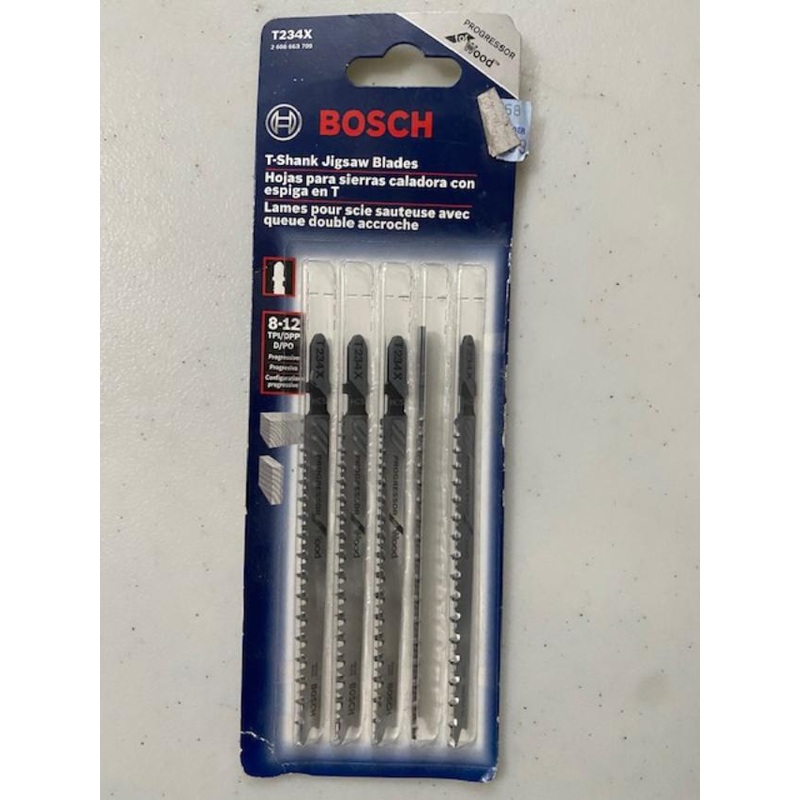 Bosch T234X 4-1/2" x 8-12 TPI Progressor Wood Cutting T-Shank Jig Saw Blades 5pc #I-107