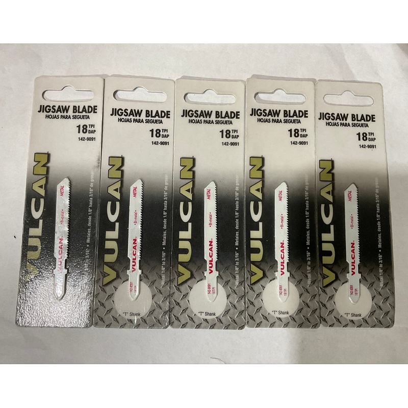 Vulcan 142-9091 2-3/4" T-shank Bi-metal 18 TPI jigsaw blades 5pcs