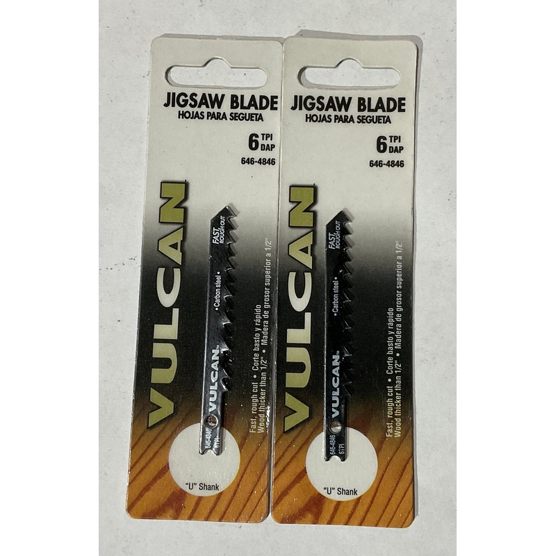 Vulcan 646-4846 U-Shank 3" Carbon steel 6TPI jigsaw blades 2pcs