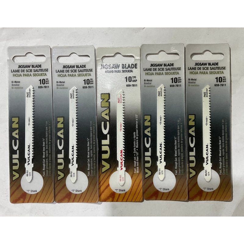 Vulcan 659-7611 3.5" 10 TPI Bi-Metal T-shank Jigsaw blades 5pcs