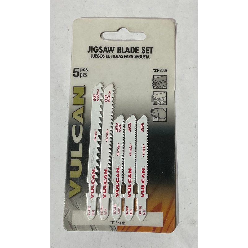Vulcan 733-8007 5pc T-shank bi-metal jigsaw blade set