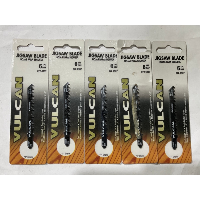 Vulcan 872-6937 3" 6 TPI, T-shank Carbon steel jig saw blades 5pks