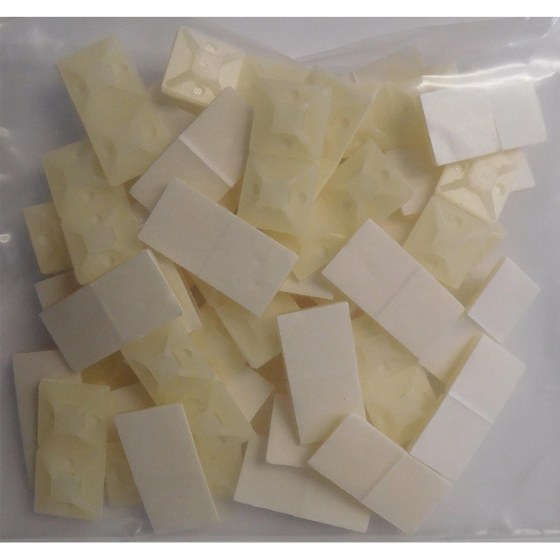 1-1-N-100 3/4" x 3/4" Natural Adhesive Backed Mounting Bases Bag of 100
