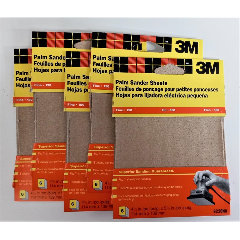3M 4-1/2" x 5-1/2 Palm Sander Sheets 9220NA 5-6pks