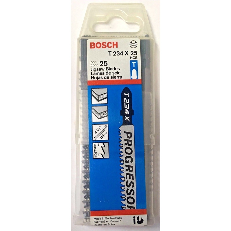 Bosch T234X25 4-1/2 Progressor HCS T-Shank Jigsaw Blades 25 Pack