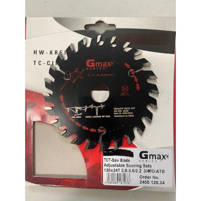 Gmaxx 2400.120.34 120mm 24 Teeth Scoring Circular Saw Blade 3/4" Arbor