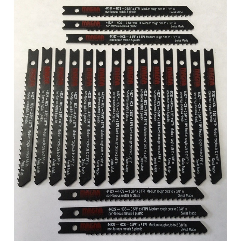 Magna 44327 3-5/8" x 8TPI Jig Saw Blades Med Rough Cuts Non Ferrous 20pcs Swiss
