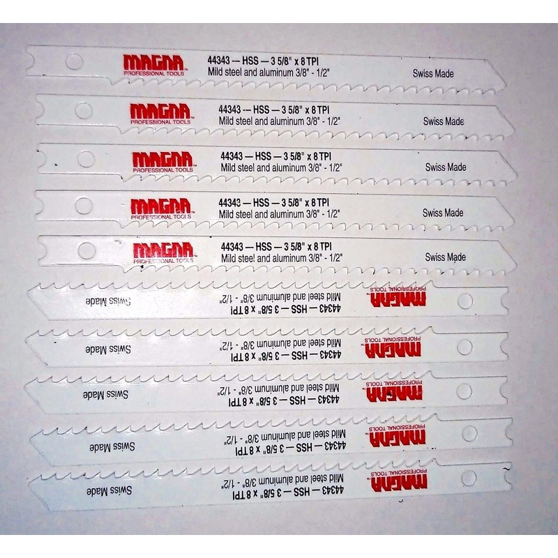 Magna U 3-5/8" x 8T Mild Steel & Aluminum Jig Saw Blades 10pcs 44343 Swiss