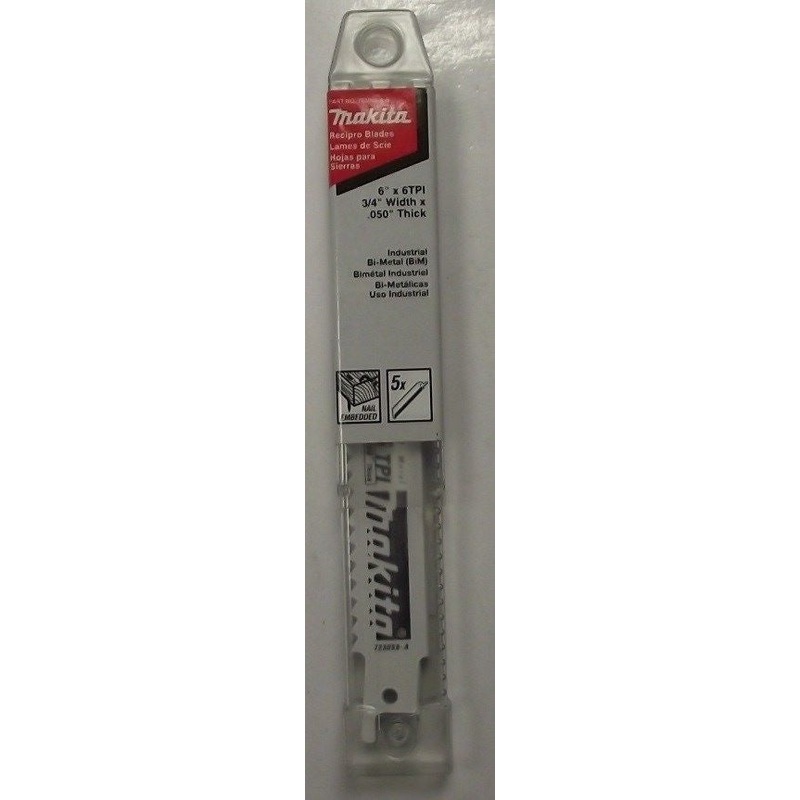 Makita 723058-A-5 6" x 6 TPI Recip Saw Blades 3/4" Width .050 Thick Swiss 5 Pack