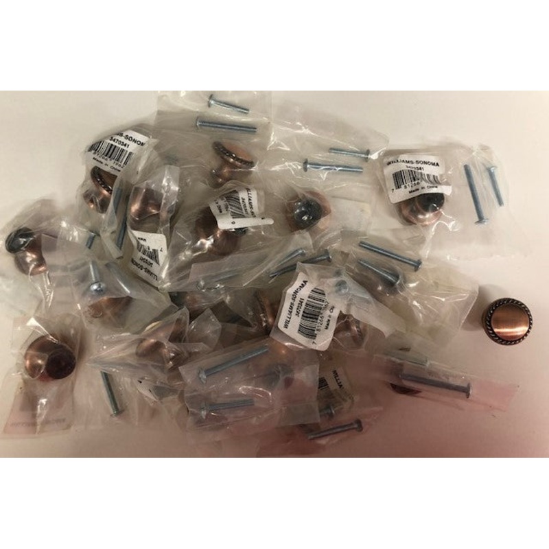 Williams Sonoma 3470341 Antique Copper Cabinet Knob Pull 1.25 inch Round 25 pcs