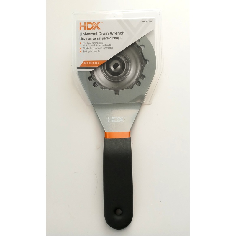 HDX 63710 Universal Sink Drain Wrench for 4,6,8 Tab Locknuts, Soft-Grip Handle
