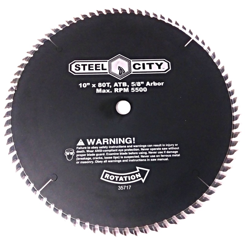 Steel City 35717 10" x 80 Tooth Cut-Off Carbide Tipped Saw Blade