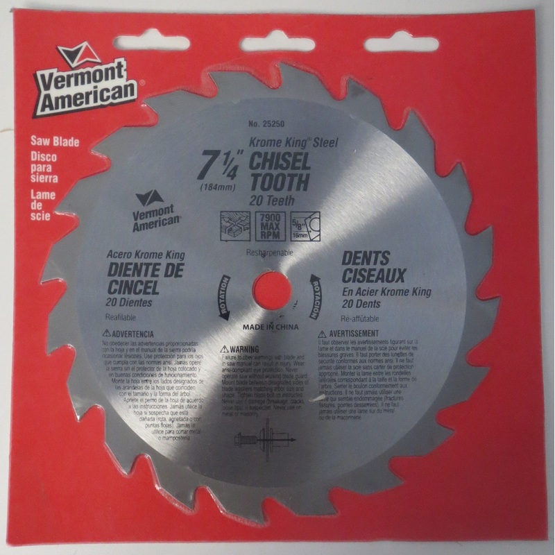 Vermont American 25250 Krome King Steel 7-1/4" Chisel Tooth x 20 Teeth Saw Blade