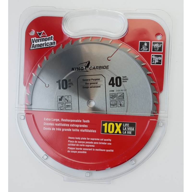 Vermont American 27256 10" x 40 Tooth Carbide Circular Saw Blade