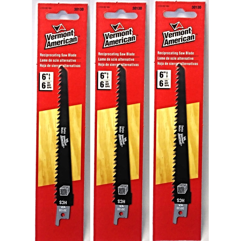 Vermont American 30130 6" x 6 TPI HCS Reciprocating Saw Blade (3 Packs)