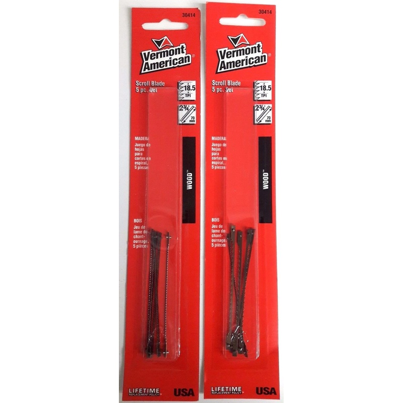 Vermont American Scroll Saw Blades 2-3/4" x 18.5 TPI 30414 USA 2-5 Packs