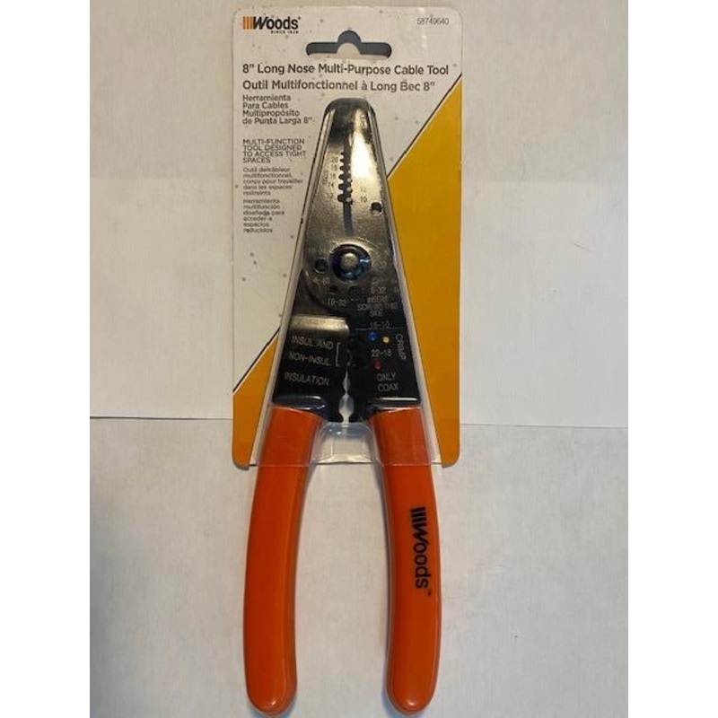 Woods 58749640 8" Long Nose Multi-Purpose Cable Tool Pliers