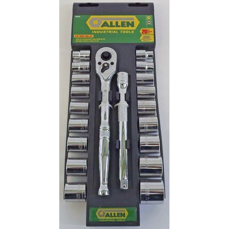 Allen 66636 20 Piece Socket Set 1/2" Drive Tools SAE & Metric