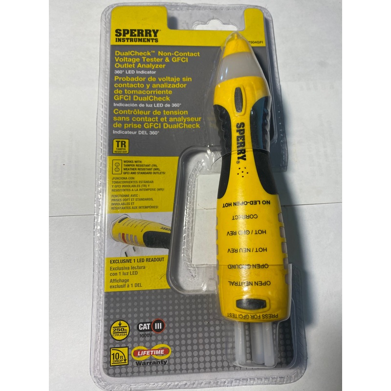 Sperry Instruments VD7504GFI  DualCheck 2-in-1 Tester Non-Contact 360 Visual & Audible Indicators