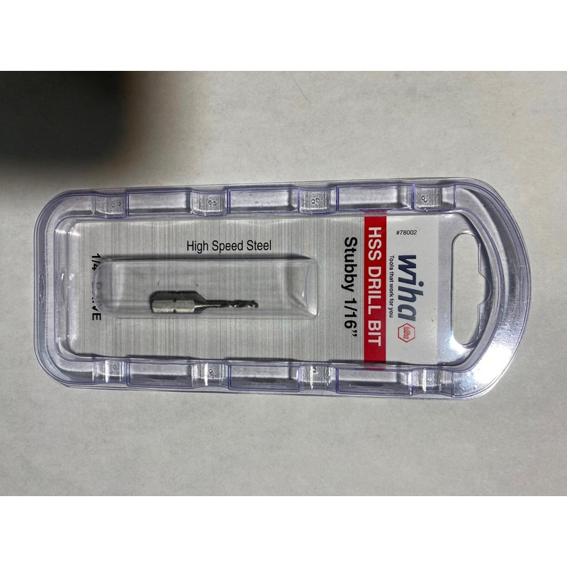 Wiha 78002 1/16" Stubby High Speed Drill Bit 1/4" Hex Shank