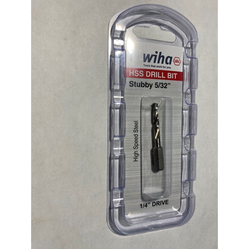 Wiha 78011 5/32" Stubby High Speed Drill Bit 1/4" Hex Shank Germany