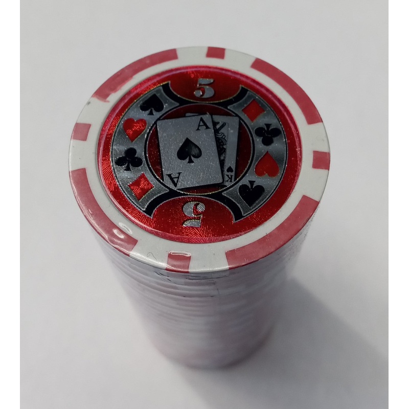 XD-209 Red $5 Ace & King Poker Chips 50pcs