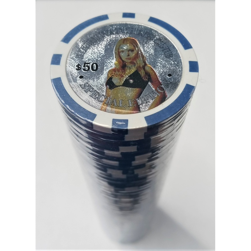 XD-24 Blue $50 Bikini Watchers Club Special Edition Poker Chips 50pcs