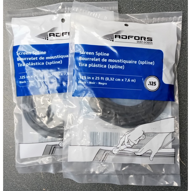 Adfors 98015 Screen Spline .125"x25' Black 2pks