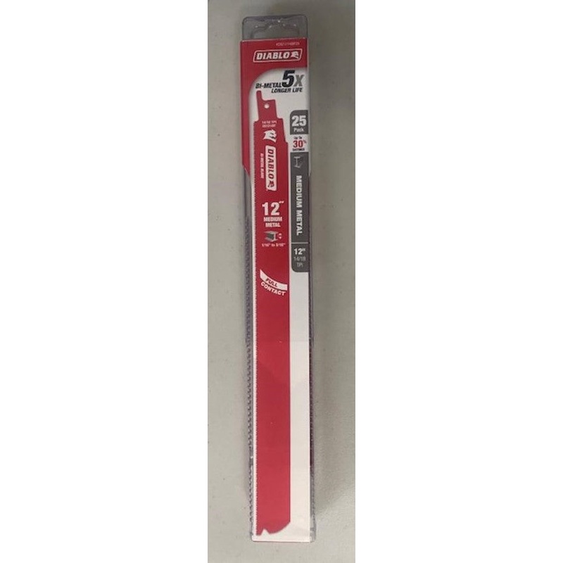 Diablo DS1214BF25 12 Metal Cutting Bi-Metal Recip Blades 14/18-TPI 25 PK  Switz